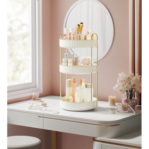 Rootz Roterende Make-up Organizer - Vanity Organizer - Kosmetisk opbevaring - Metal & PET Plast - 23cm x 23cm x 46cm