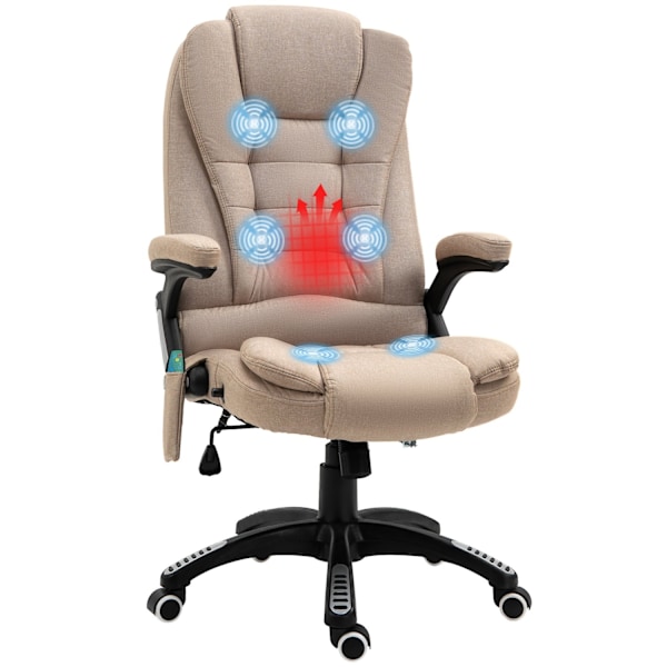 Rootz Massagestol med värmefunktion - Ergonomisk skrivbordsstol - Höjd justerbar - främjar blodcirkulation - 68L x 72W x 110-120H CM - Brun