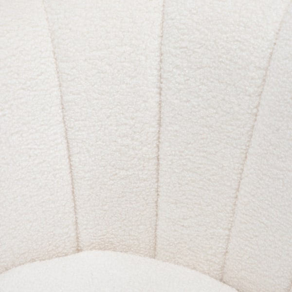 Rootz Shell -formad klädd stol - Relaxationsstol - Comfy fåtölj - Guldmetallben - Elegant & mysig - 79L x 77W x 77H cm - vitt tyg