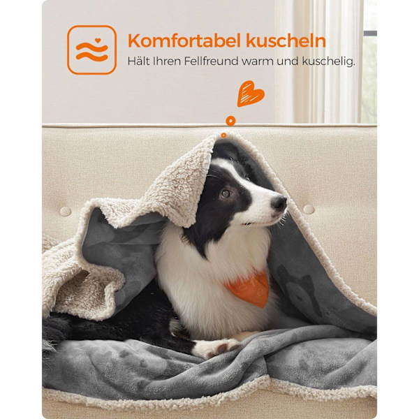 Rootz Pet Filt - Hundtäcke - Puppy Throw - Sherpa Material - TPU Film - Flanell Tyg - Lätt - Mysigt - Stor Storlek 152cm x 127cm