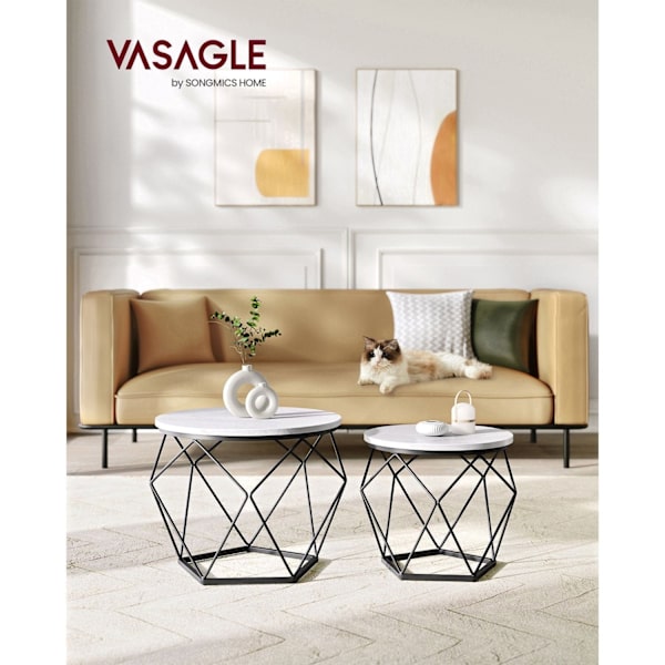 Rootz 2-delade sidobord - Byggbord - Spånskiva stål - 20kg Kapacitet - 50cm x 40cm | 40cm x 36cm - Vit-Svart