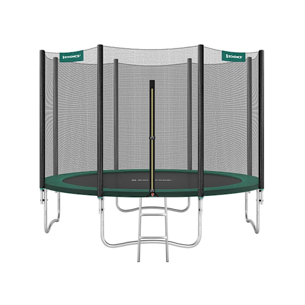 Rootz 366cm Trampolin - Havetrampolin - Udendørs Trampolin - Galvaniseret stålramme - Sikkerhedsnet - EPE skumpolstring - 366cm x 90cm - Sort-grøn