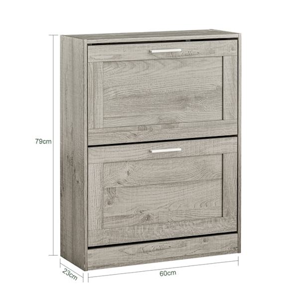 Rootz skoskab med vippelås - Skoopbevaring - Skoopbevaring - Vægsikker - Multifunktionel topplade - 60 cm x 79 cm x 23 cm