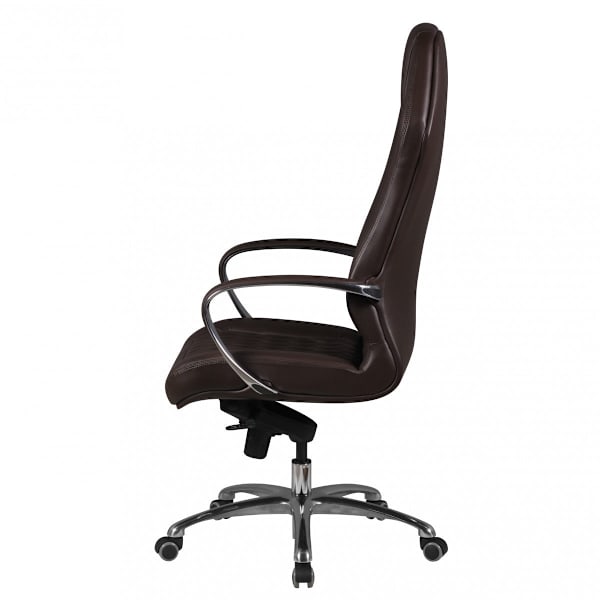 Rootz Executive Chair - Diamantdesign - Äkta läder - Armstöd i aluminium - Ergonomiska - Andas - Brun/Silver - 126-136cm x 67cm x 45cm