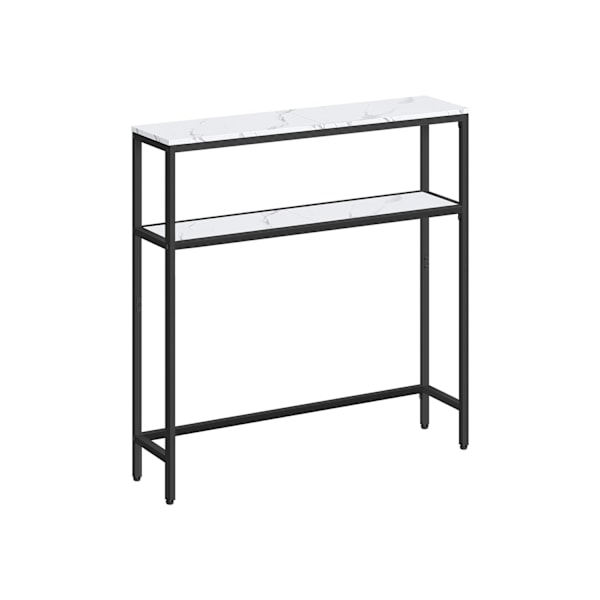 Rootz konsolbord - Sofabord - Entrébord - Spånplade og stål - 20 cm x 80 cm x 80 cm - Marmor hvid-blæk sort - 6,4 kg