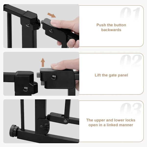 Rootz Safety Door Gate - Barnport - Baby Gate - Justerbar metallram - Enkel installation - 75-87cm x 76cm x 2,5cm