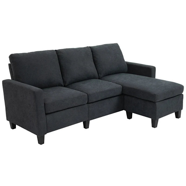 Rootz Hörnsoffa - Soffset - Med vändbar schäslong - Polyester - Skum - Vardagsrum - College - Hemmakontor - Mörkgrå - 197 x 139 x 91 cm
