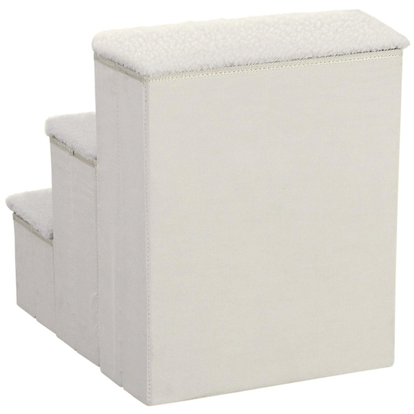 Rootz Pet Stair - Valkoinen - Suunniteltu puu, mokka, fleece - 15,75 cm x 21,26 cm x 18,89 cm