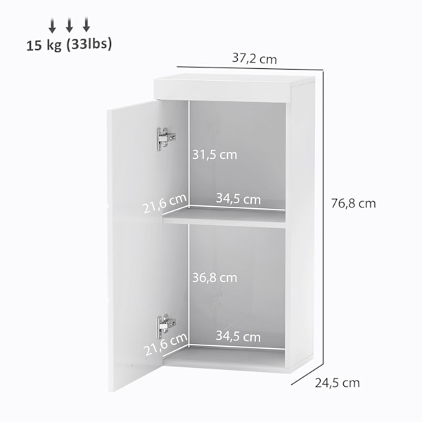 Rootz to -trins badeværelsesskab - badeværelse akkord - vægmonteret - rumbesparende design - 37,2L x 24,5b x 76,8h cm