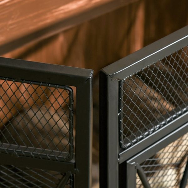 Rootz Spark Protection Grille - Pejsskærm - Brandskærm - Foldbar - 3-delt design - 120 cm x 79 cm - Sort metal