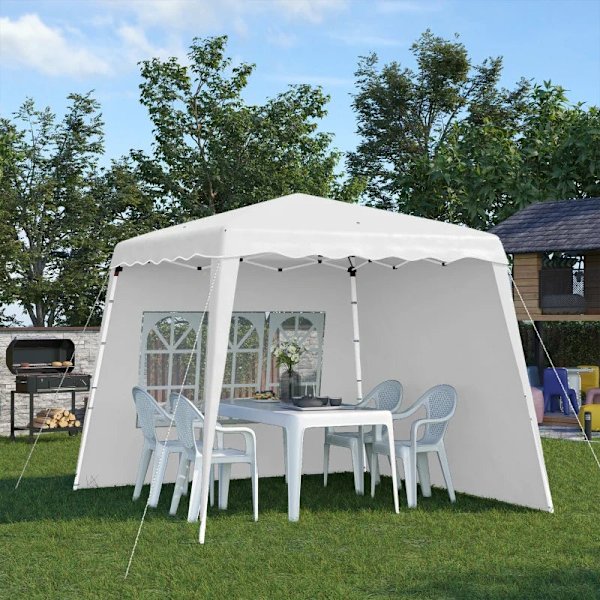 Rootzin kokoontaitettava huvimaja - Pop Up -paviljonki - Taittuva paviljonki - Sisältää Star - Kantolaukku - Säänkestävä - Teräs-Oxford - Valkoinen -