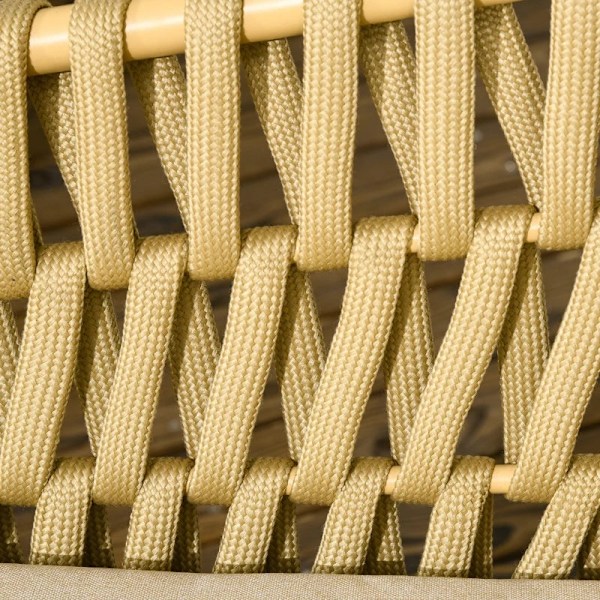 Rootz Havemøbelsæt - 4 dele - Dekorativt - Rattan Design - Glasplade - Bord - Sædepude - Vejrbestandig - Stål-Polyester - Khaki - 130L x 66W x 72H cm