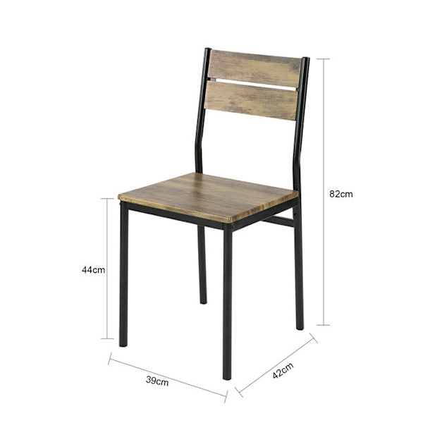 Rootz 5-delad matsalsset - Köksbord - Kontorsbord - MDF-fanerskiva - Stabil metallstomme - Industriell design - Bord: 110cm x 76cm x 70cm, Stol: 39cm