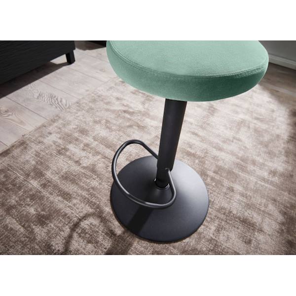 Rootz baarijakkara sametinvihreä jakkara ilman selkänojaa 58 - 79 cm - Keittiöjakkara kangas - metalli 100kg - Design baarijakkara työjakkara pyörivä