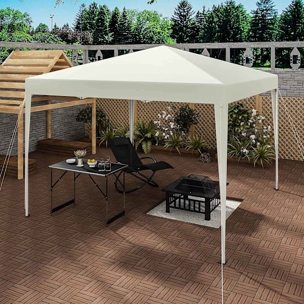 Rootz Gazebo Pop-Up-tält - Vattentät pagod - Solskyddstak - UV- och regnskydd - Enkel installation - Justerbar höjd - 3m x 3m - Beige