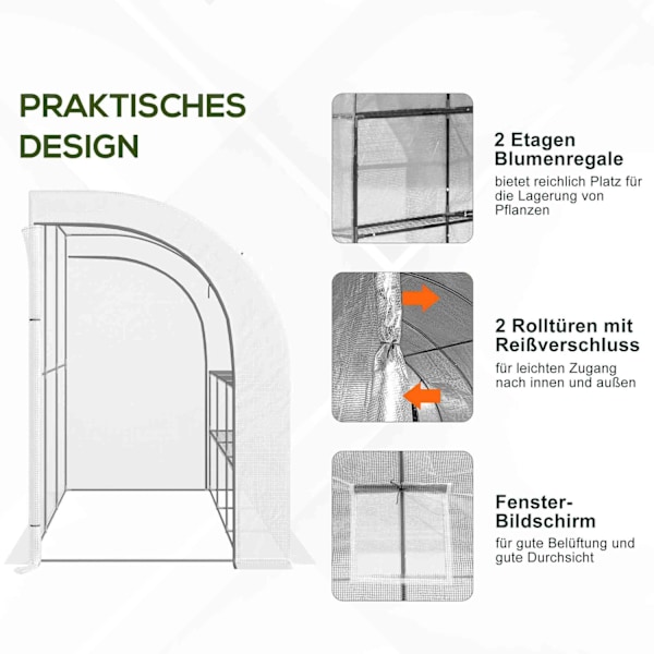 Rootz 3 Tier Greenhouse - Garden Greenhouse - Plant Shelter - UV Resistent - 300 cm x 150 cm x 213 cm