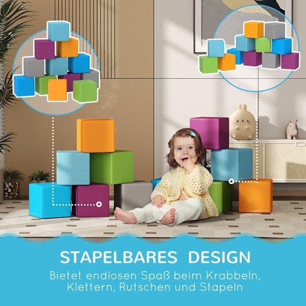 Rootz Soft Building Block Set - Skumblock - Pedagogisk leksak - Balans & koordinationsutveckling - 20cm x 20cm x 20cm