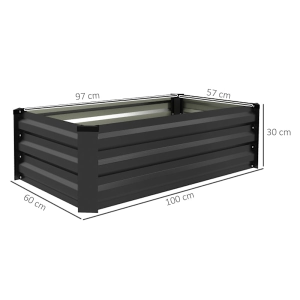 Rootz upphöjd trädgårdsbäddset - Örtbädd - Väderbeständig plantering - Främjar hälsosam rottillväxt - Hållbart galvaniserat stål - 100 cm x 60 cm x 30