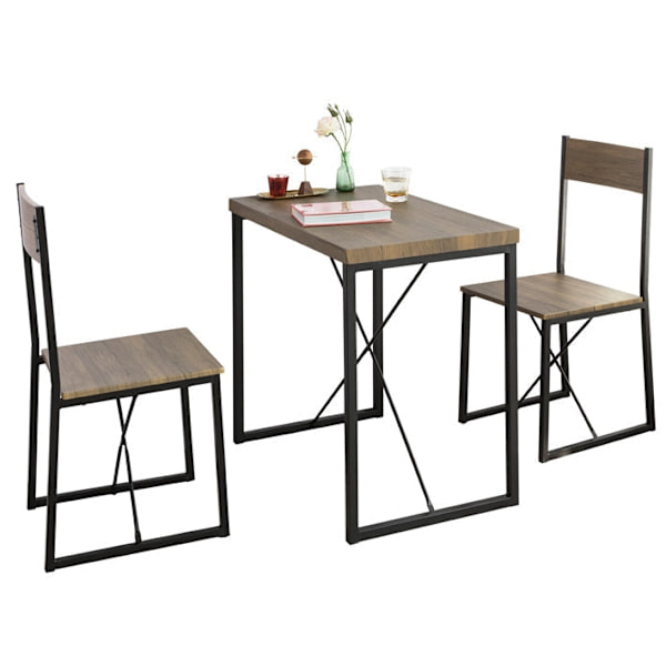Rootz 3-delad matsalsset - Kompakt köksbord med 2 pallar - Utrymmesbesparande design - Reptåliga golvskydd - MDF-fanerskiva - Metallram - Bord: 80cm x