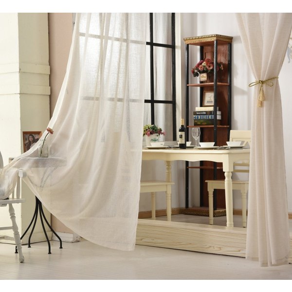 Rootz Transparent Gardiner - Draperier - Fönsterbeklädnader - Fönsterbeklädnader - Sheers - Paneler med linnelook - Rumsaccenter - Kräm - 140x225cm