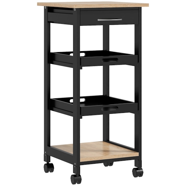 Rootz Tarjoiluvaunu - Keittiövaunu - Utility Cart - 2 Irrotettavaa lokeroa - 37x37x76cm - Pine Wood & MDF