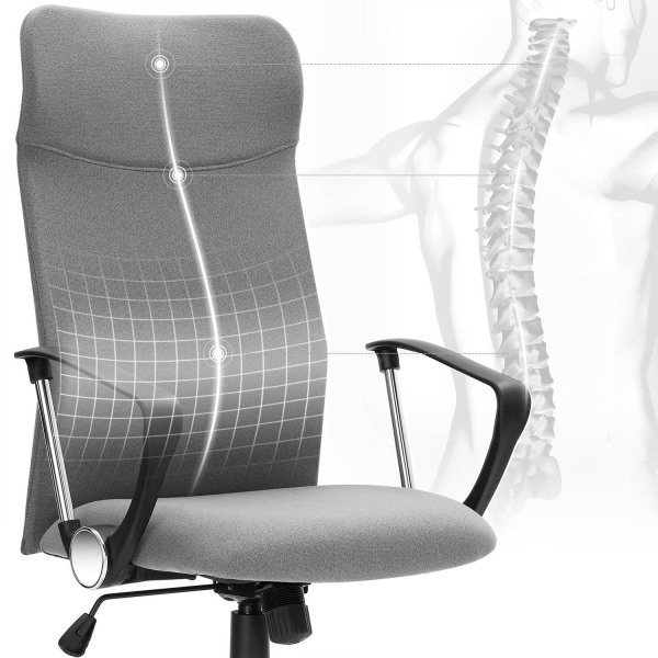 Rootz Ergonomic Office Chair - Skrivbordsstol - Datorstol - Justerbar i höjdled - Bekväm sits - Gungfunktion - Grå - Stålram - Skumstoppning - Polyest