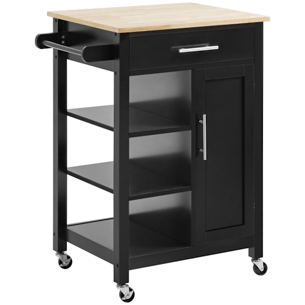 Rootz Kitchen Trolley With Wheels - Servering Trolley - Storage Cart - Easy Mobility - 69W X 48D X 89H CM