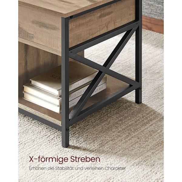 Rootz Sofabord - Centertabel - Stue Bord - Justerbar højde - 50 x 100 x (46,5-62) cm - Brun sort