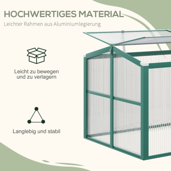 Rootz All-Season Greenhouse - Kallram - Trädgårdsskydd - Justerbara takfönster - Maximal ljusöverföring - Rostsäker aluminiumram - 130cm x 70cm x 61cm