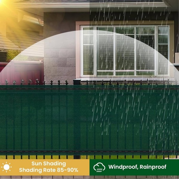 Rootz HDPE Privacy Fence Screen - Solskydd - Utomhusbarriär - Rivbeständig, UV-block, Enkel installation - Grön - 1m-2m x 6m-25m