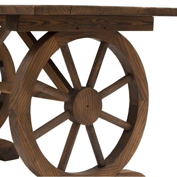 Nancy's Elfers Tuintafel - Balkontafel - Houten Tafel - Weerbestendig - Wielvorm - Massief Hout - Naturell - 115 x 60 x 65 cm