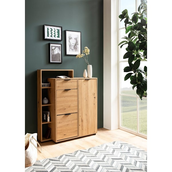 Rootz Large Shoe Cabinet - Modern Design - Shoe Storage - 3 Dörrar och låda - 5 Fack - 98 cm x 110 cm x 30 cm