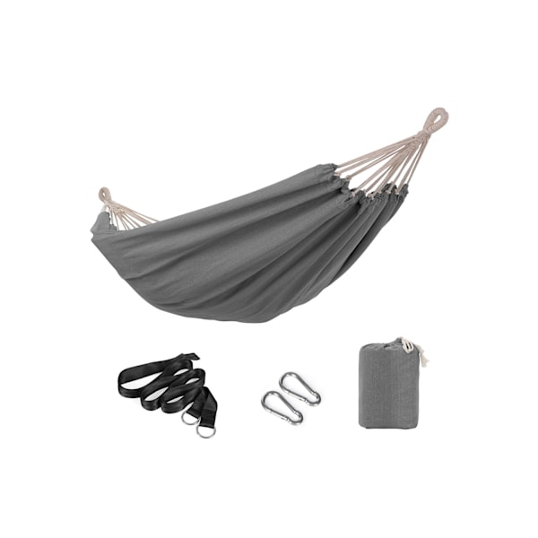 Rootz Hängmatta - Grå bomullspolyester Hängmatta - Bärbar säng - Lätt - Kompakt - 210 cm x 150 cm - 2,34 kg - 300 kg Kapacitet