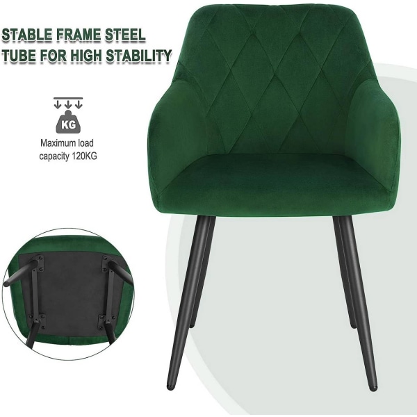 Rootz sæt med 4 spisestuestole - Lænestole - Fløjlssæder - Ergonomisk komfort - Luksuriøs fløjl - Robust og holdbar - 44 cm x 42,5 cm x 85,5 cm