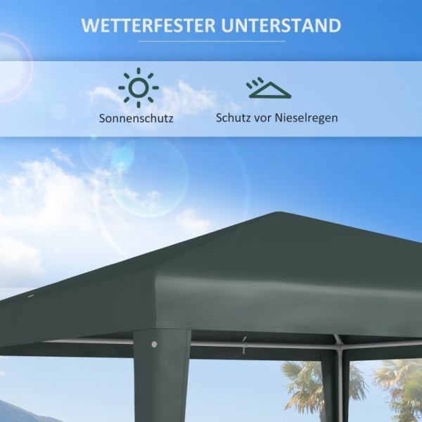 Rootz Pavilion 2,7x2,7m - Fällbart lusthus - Utomhustak - Snabbmontering - Rostsäker ram - Vattenavvisande tak - 270cm x 270cm x 255cm