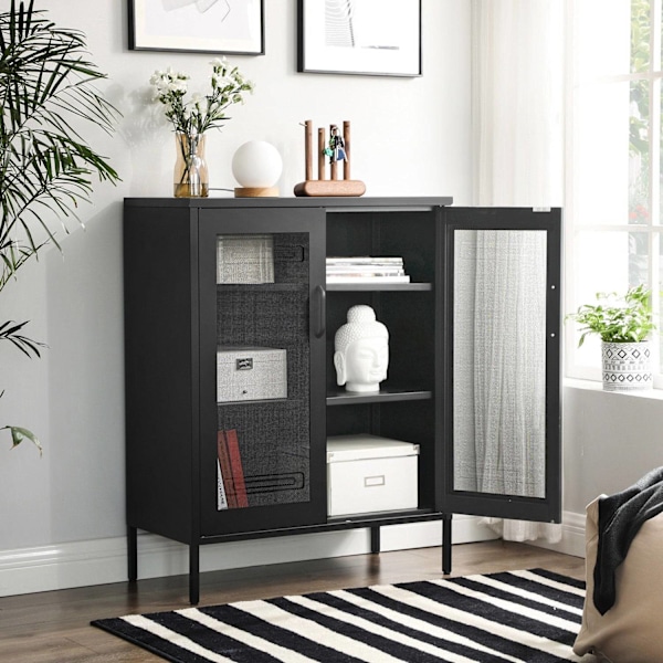 Rootz Black Steel Kaappi Säilytyskaappi - Alumiiniseoskahvat - Raskas - Tilava - Järjestetty - 80cm x 40cm x 105cm