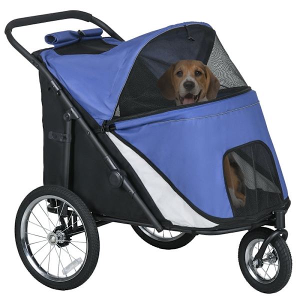 Rootz PawHut Folding Pop Up Hundvagn - Pet Buggy - Hundvagn - Lätt hopfällbar - Gångjärnstak - Stora gummidäck - 111cm x 70cm x 97,5cm - Oxford Polyes