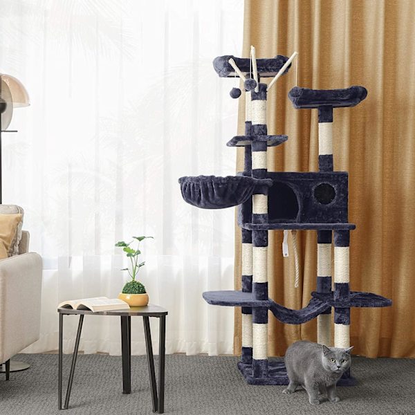 Rootz XXL Skrapstolpe för katt - Kattträd - Rökgrå - 50 x 50 x 164 cm