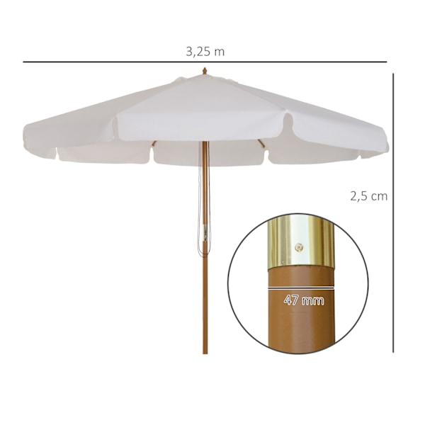 Rootz Large Round Garden Parasol - Outdoor Shelter - Balkony Shade - Optimal Sun Protection - Ø 3,25 x 2,5 timmar