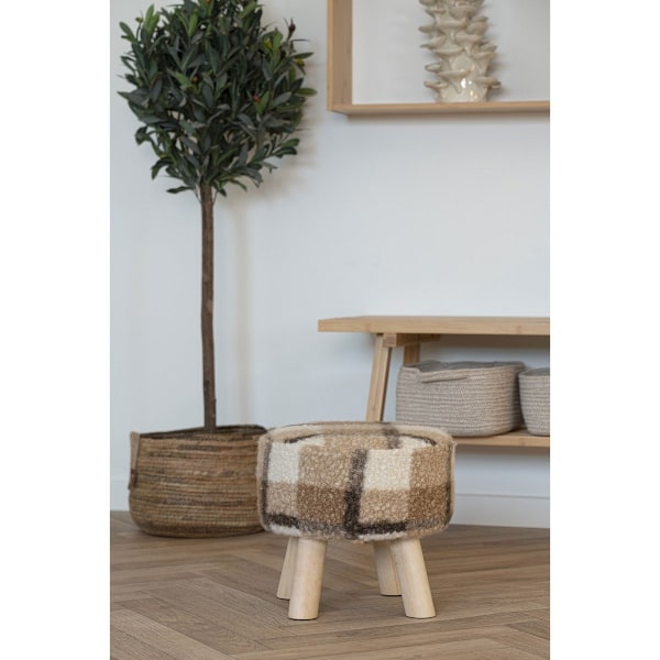 Rootz Brown Mix -pall - Footrest - Ottoman - Bekväma sittplatser - Ø31x29 cm