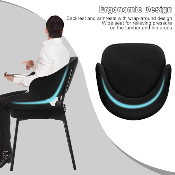 Rootz spisestuestol - Velvet spisestuestol - polstret stol - Ergonomisk ryglæn - 54cm x 83,5cm x 52cm, 1 par