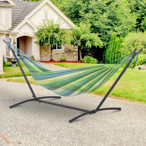 Rootz Hammock Frame - Hängmatta Stativ Med Krokar - Universal Hängmatta - Trädgård - Camping - Picknick - Svart - 280 x 120 x 110 cm