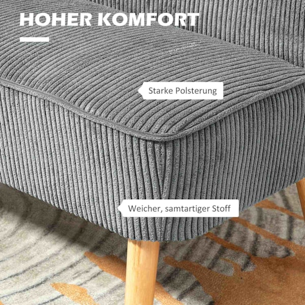 Rootz 2 -sædet polstret sofa - Loveseat - Compact Couch - Komfortabel polstring - 117 x 56,5 x 77 cm - Grå