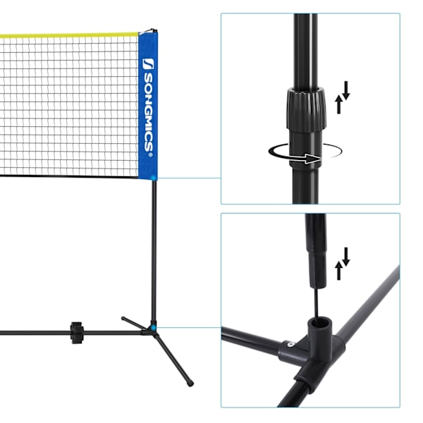 Rootz Badminton Bar Set - Utomhusspelset - Portabelt sportset - Stålstänger - PE Mesh - Oxford-tyg - Justerbar höjd - Lättvikt - Enkel montering - 400