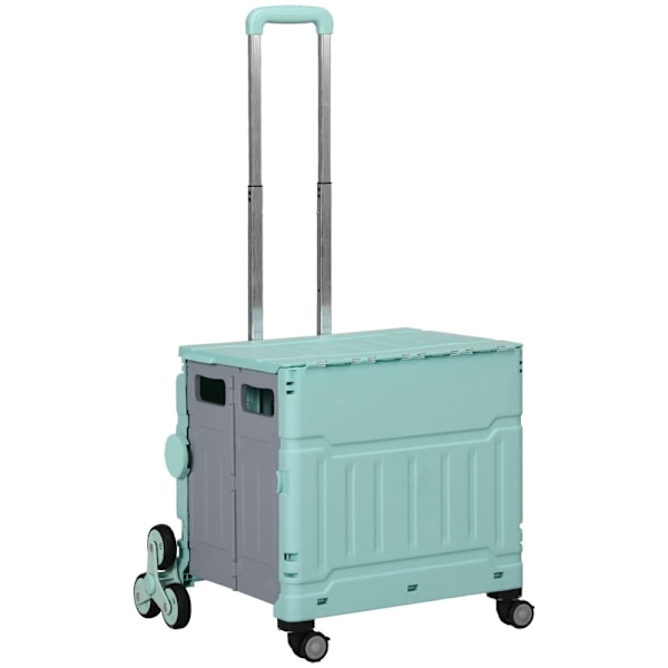 Rootz foldbar indkøbskurv Trappeklatrehjul - Teleskophåndtag - Letvægtsdesign - 51L Volumen - Grøn - 52cm x 48cm x 100cm