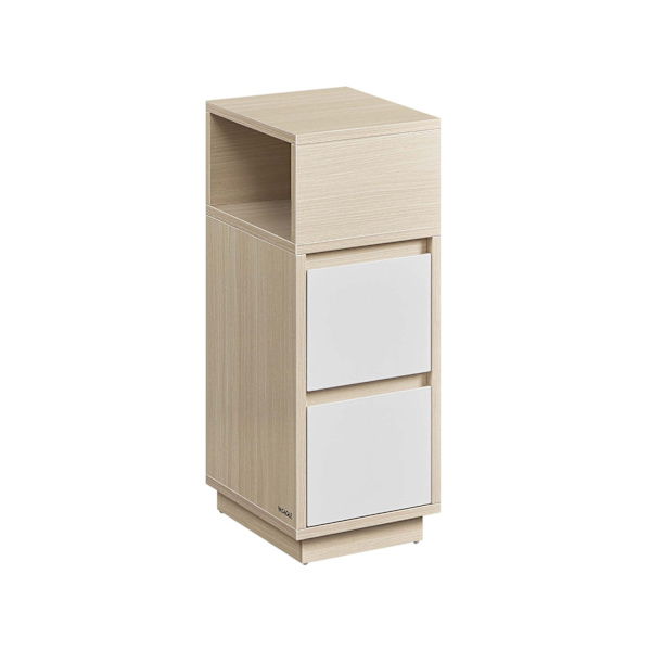 Rootz sengebord - Natbord - Træskab - Opbevaringsorganisering - 30 cm x 25 cm x 65 cm - Naturlig beige & skyhvid