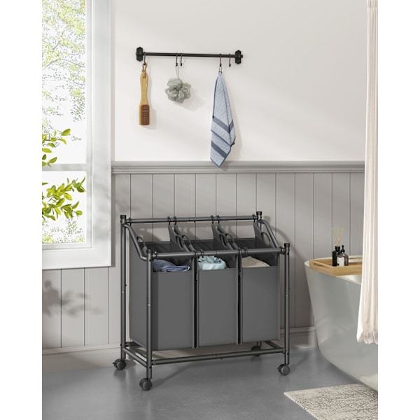Rootz Vasketøjssortering - Vasketøjskurv - Tøjorganisering - Pulverlakeret stål - 80 x 38,5 x 81 cm - Skifergrå