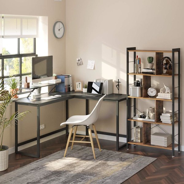 Rootz Corner Desk - L-muotoinen tietokonepöytä liikkuvalla näyttöliittimellä - Pöydät - Kotitoimisto, Pelit - Musta
