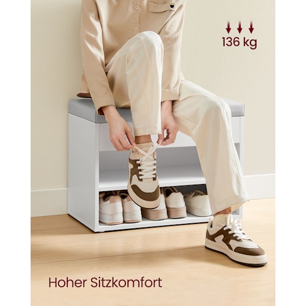 Rootz Shoe Bench - Entryway Organizer - Skostativ - Spånplade - PU polstring - 30cm x 60cm x 44cm