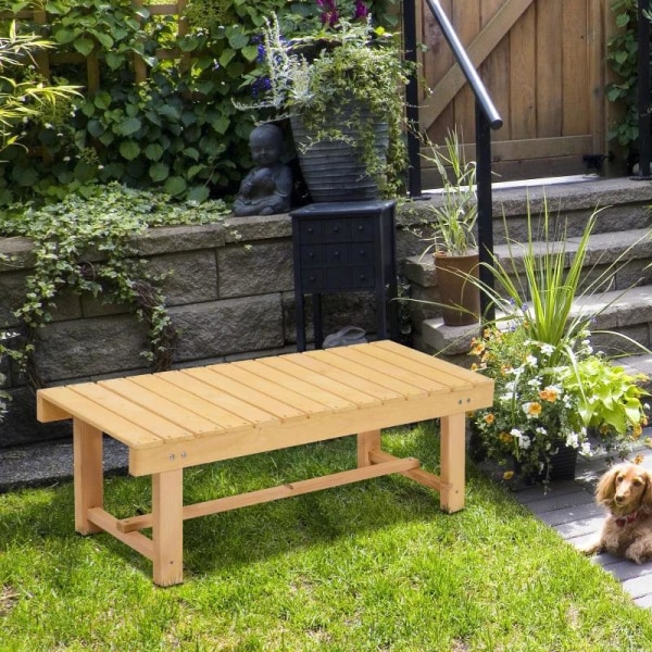 Rootz Trädgårdsbänk - Träbänk - Rustik bänk - 2-sits bänk - Trädgårdsmöbler - Natur - 110 x 38 x 35 cm